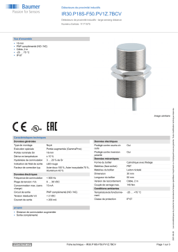 Baumer IR30.P18S-F50.PV1Z.7BCV Inductive proximity switch Fiche technique