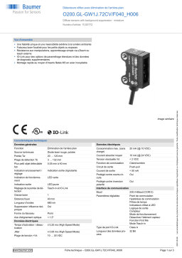 Baumer O200.GL-GW1J.72CV/F040_H006 Diffuse sensor Fiche technique