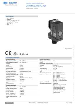 Baumer U500.PA0.2-GP1J.72F Ultrasonic proximity sensor Fiche technique