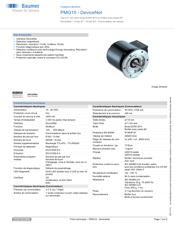 Baumer PMG10 - DeviceNet Absolute encoder Fiche technique | Fixfr