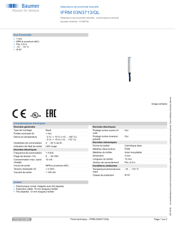 Baumer IFRM 03N3713/QL Inductive proximity switch Fiche technique | Fixfr