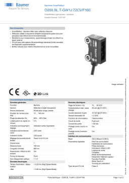 Baumer O200.SL.T-GW1J.72CV/F160 SmartReflect Light barrier Fiche technique