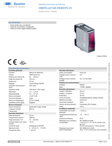 Baumer OM70-L0140.HH0070.VI Distance sensor Fiche technique | Fixfr