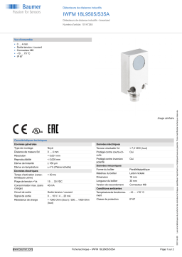 Baumer IWFM 18L9505/S35A Inductive distance sensor Fiche technique