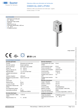 Baumer O300H.GL-GW1J.PVNV Diffuse sensor Fiche technique