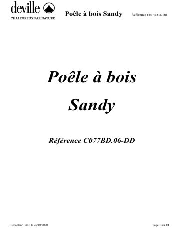 DEVILLE SANDY Poêle à Bois en Fonte Manuel utilisateur | Fixfr