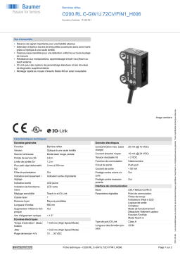 Baumer O200.RL.C-GW1J.72CV/FIN1_H006 Retro-reflective sensor Fiche technique