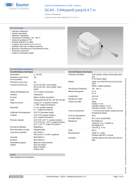 Baumer GCA5 - CANopen® up to 4.7 m Cable transducer - absolute Fiche technique