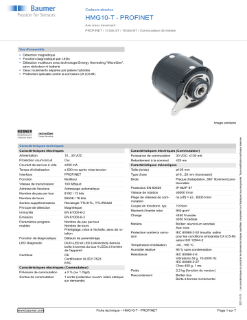 Baumer HMG10-T - PROFINET Absolute encoder Fiche technique | Fixfr