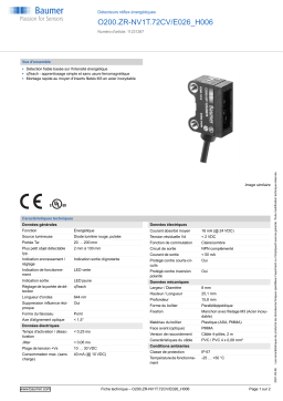 Baumer O200.ZR-NV1T.72CV/E026_H006 Diffuse sensor Fiche technique