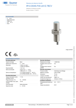 Baumer IR12.D04S-F40.UA1Z.7BCV Inductive distance sensor Fiche technique