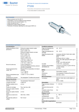 Baumer PT20S Temperature measurement Fiche technique