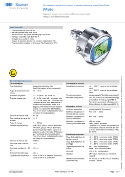 Baumer PFMN Pressure and continuous level measurement Fiche technique