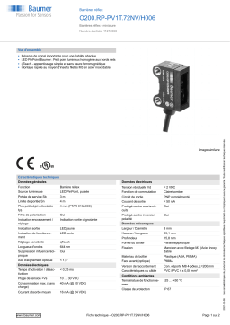 Baumer O200.RP-PV1T.72NV/H006 Retro-reflective sensor Fiche technique