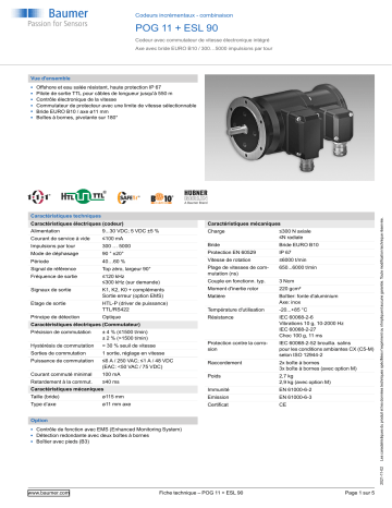 Baumer POG 11 + ESL 90 Incremental encoders - combination Fiche technique | Fixfr