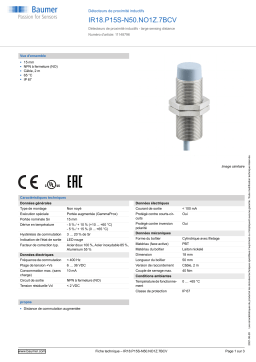 Baumer IR18.P15S-N50.NO1Z.7BCV Inductive proximity switch Fiche technique