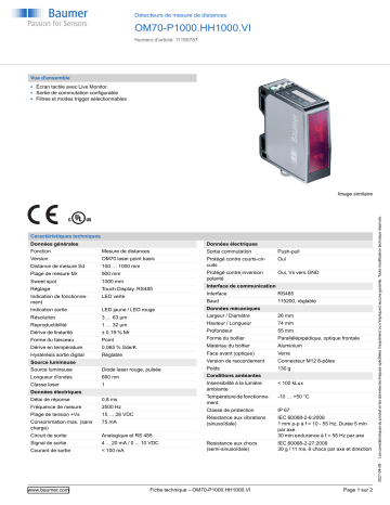 Baumer OM70-P1000.HH1000.VI Distance sensor Fiche technique | Fixfr