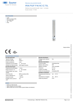 Baumer IR06.P02F-F46.NC1Z.7SL Inductive proximity switch Fiche technique