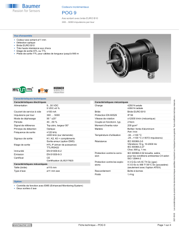 Baumer POG 9 Incremental encoder Fiche technique | Fixfr