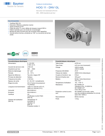 Baumer HOG 11 - DNV GL Incremental encoder Fiche technique | Fixfr