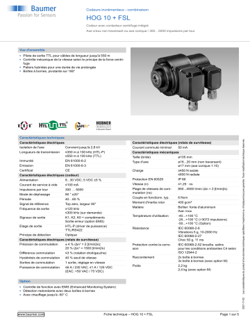 Baumer HOG 10 + FSL Incremental encoders - combination Fiche technique | Fixfr