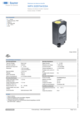 Baumer IWFK 20Z8704/S35A Inductive distance sensor Fiche technique