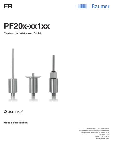 PF20H | Baumer PF20S Flow measurement Mode d'emploi | Fixfr