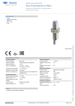 Baumer IR12.P10S-N40.NC1Z.7BCV Inductive proximity switch Fiche technique