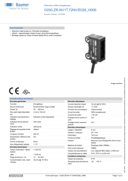 Baumer O200.ZR-NV1T.72NV/E026_H006 Diffuse sensor Fiche technique