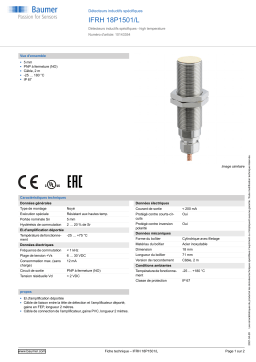 Baumer IFRH 18P1501/L Inductive sensors special version Fiche technique