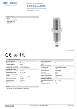 Baumer IFRM 18N37A4/S14L Inductive proximity switch Fiche technique