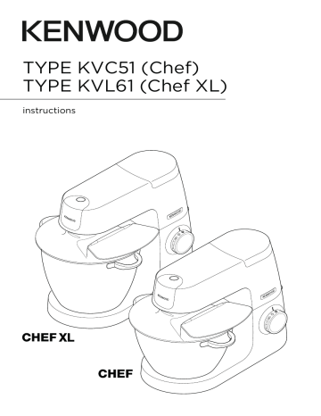 KVL6100G | KVL6100Y | KVL6300S | KVL6100B | KVL6100P | Kenwood KVL6100T Chef XL Sense Kitchen Machine Silver & White Manuel du propriétaire | Fixfr