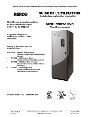 Innovation 800 | Innovation 1350 | Innovation 600 | Aerco Innovation 1060 High efficiency Manuel utilisateur | Fixfr