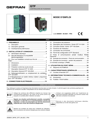 gefran GTF Power controller Mode d'emploi | Fixfr