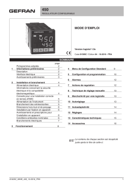 gefran 450 PID Controller, 1/16 DIN Manuel utilisateur