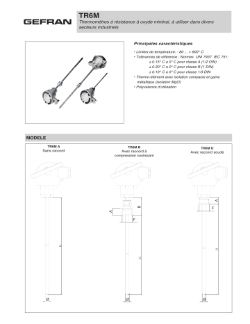 gefran TR6M Resistance thermometer Fiche technique | Fixfr