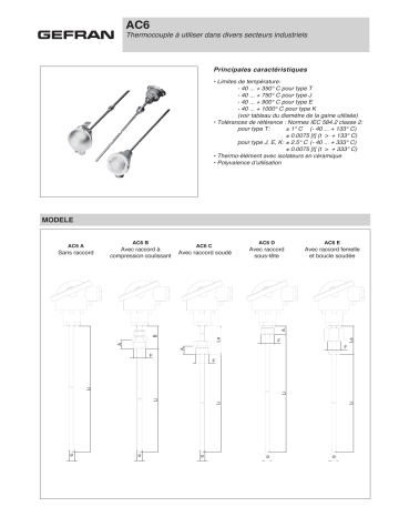 gefran AC6 Thermocouple Fiche technique | Fixfr