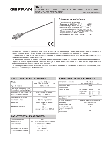 gefran RK-4 Fiche technique | Fixfr