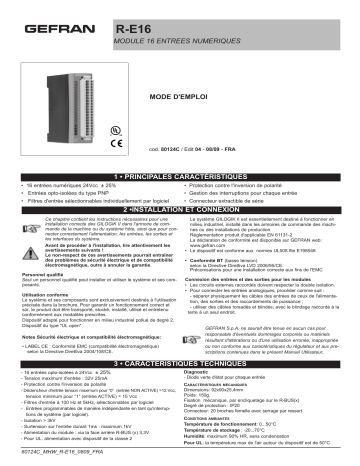 gefran R-E16 16 Digital input module Mode d'emploi | Fixfr