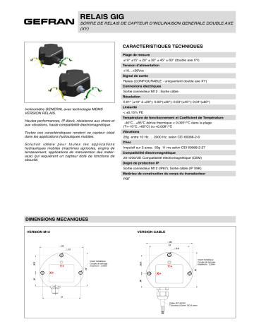 gefran GIG Inclinometer Fiche technique | Fixfr