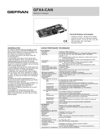 gefran CANopen Fiche technique | Fixfr