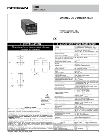 gefran 800 PID Controller, 1/16 DIN Mode d'emploi | Fixfr