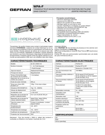 gefran WPA-F Fiche technique | Fixfr