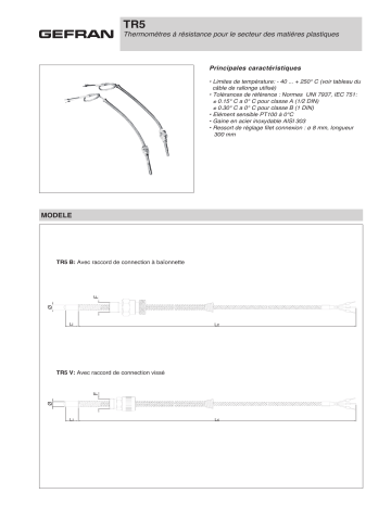 gefran TR5/TR5N Resistance thermometer Fiche technique | Fixfr