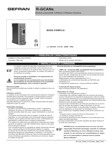 gefran R-GCANs Canbus CANopen slave gateway module Mode d'emploi | Fixfr