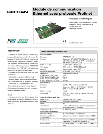 gefran PROFINET Fiche technique | Fixfr