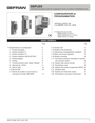 GFX Multifunction | gefran GFX Valves PID Controller Manuel utilisateur | Fixfr