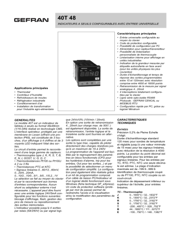 gefran 40T48 Indicator/Alarm Unit Fiche technique | Fixfr