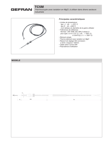 gefran TC5M Thermocouple Fiche technique | Fixfr