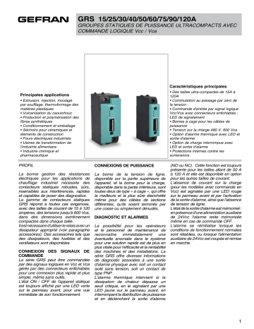 gefran GRS Solid state relay Fiche technique | Fixfr